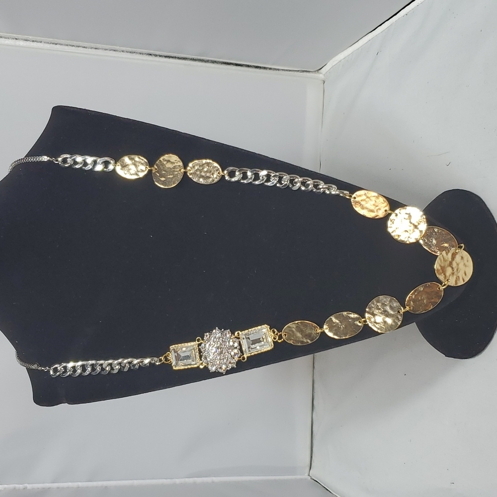 Bijou Drive two tone necklace with rhinestone